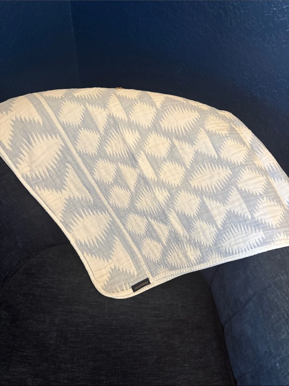 Pendleton Light Blue and White baby blanket Geometric Quilted Throw